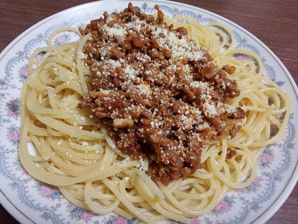 ミートソースパスタを手作り